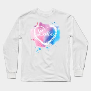 Watercolor Heart Love Long Sleeve T-Shirt